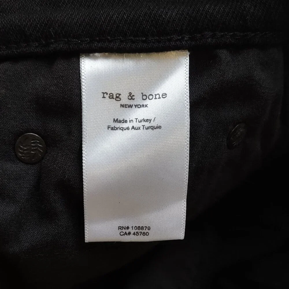 Rag & Bone Harlow Black Ankle Jeans Straight Leg Mid-Rise  Size 25 - Picture 11 of 12
